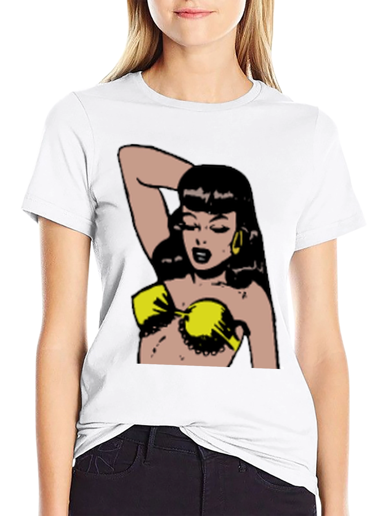 Retro Cartoon Woman Black T-Shirt