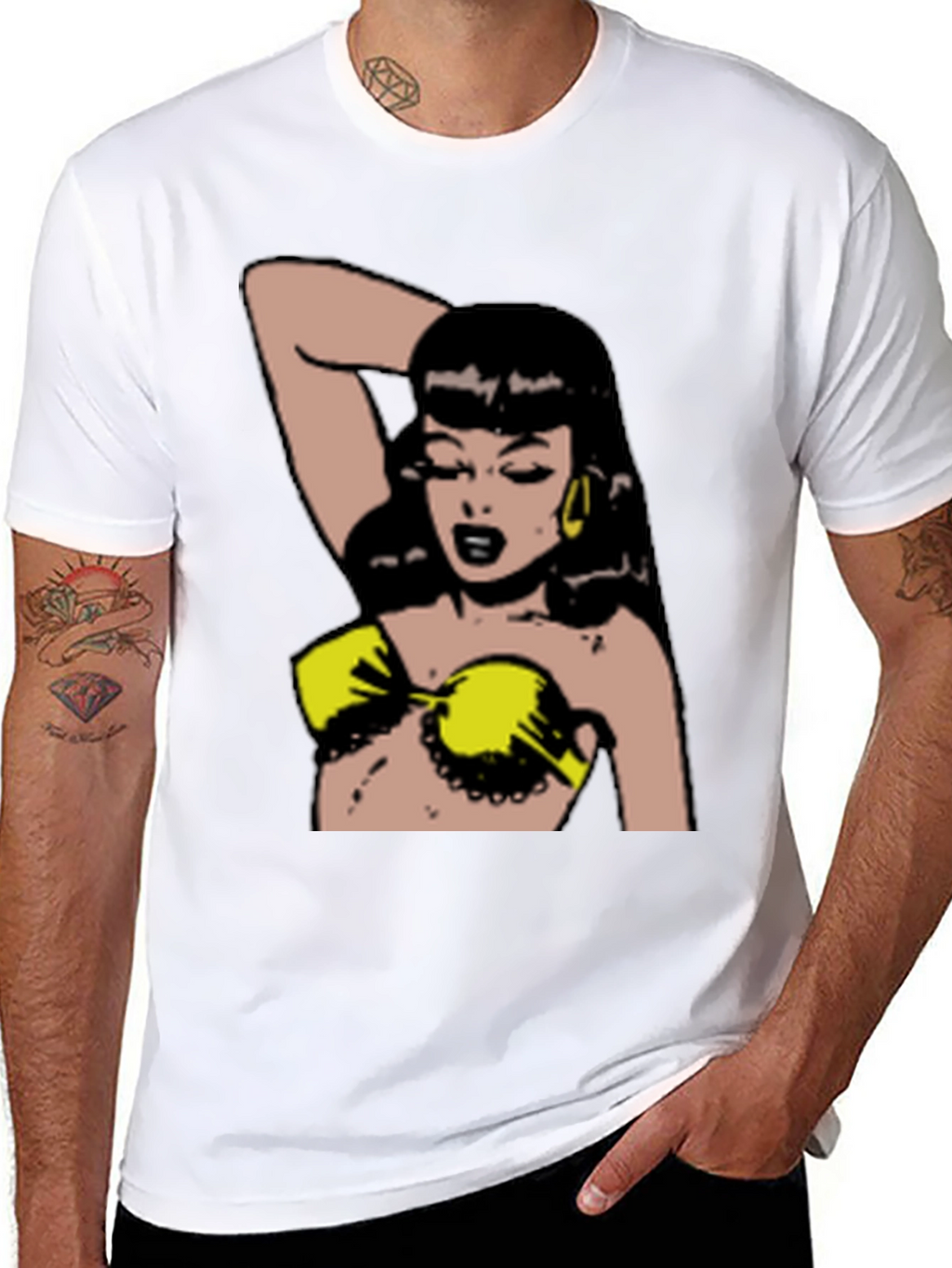 Retro Cartoon Woman Black T-Shirt