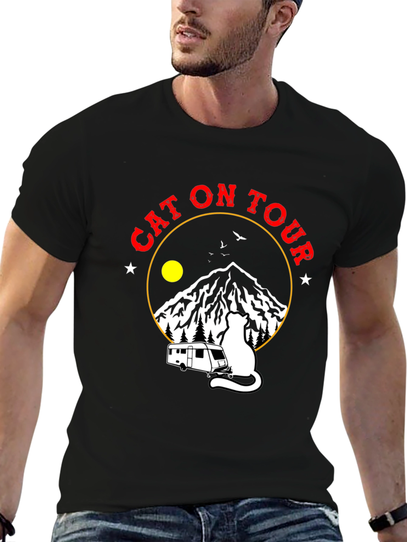 Cat On Tour Graphic T-Shirt