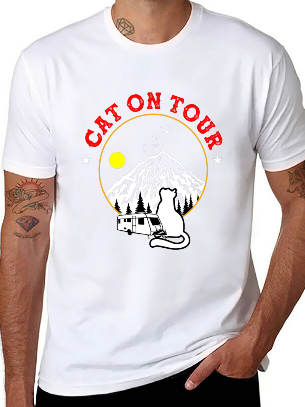 Cat On Tour Graphic T-Shirt