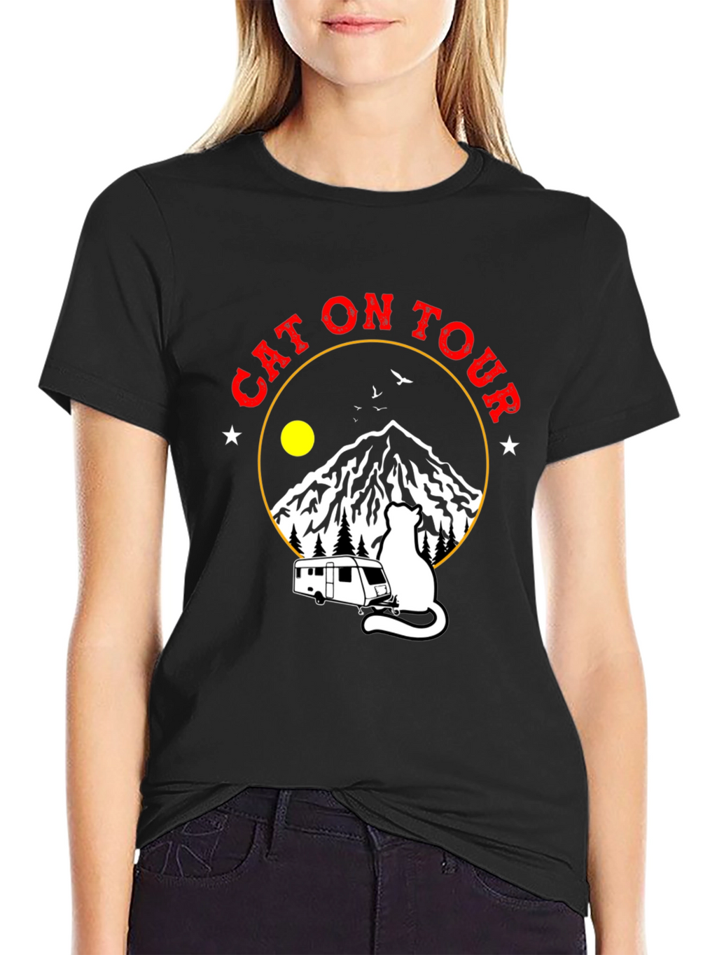 Cat On Tour Graphic T-Shirt