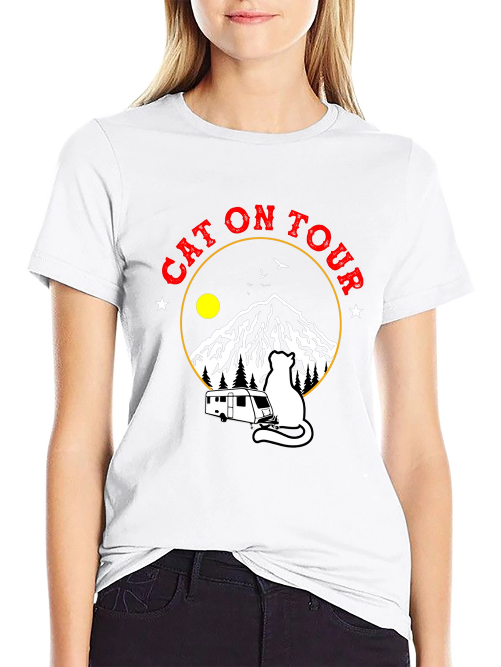 Cat On Tour Graphic T-Shirt