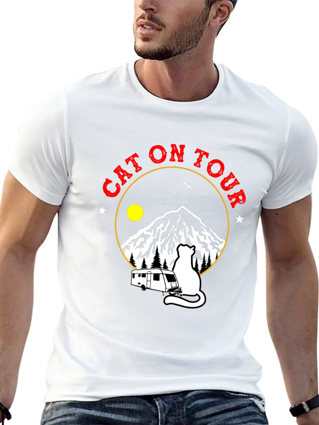 Cat On Tour Graphic T-Shirt