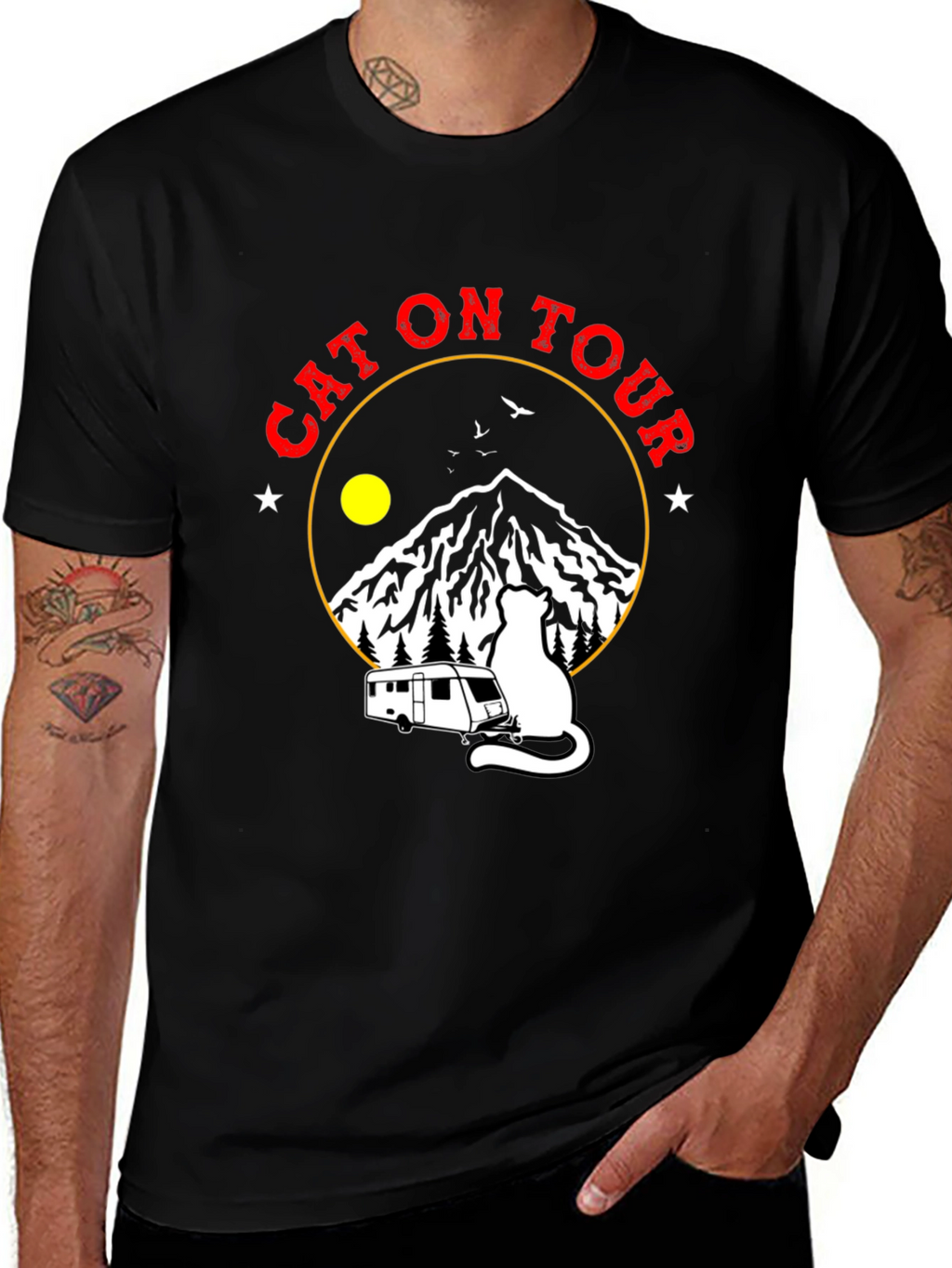 Cat On Tour Graphic T-Shirt