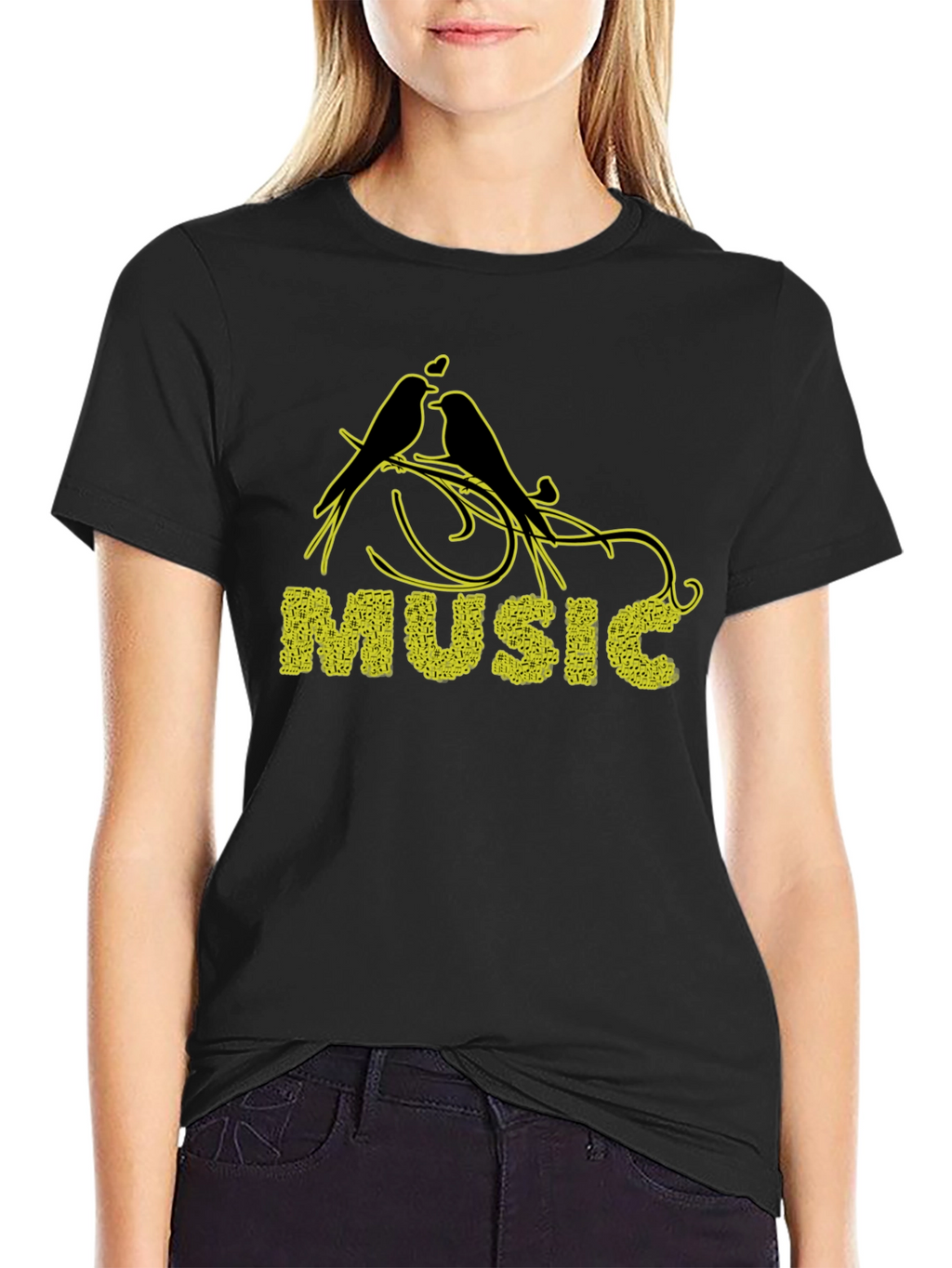 Music Birds Black T-Shirt