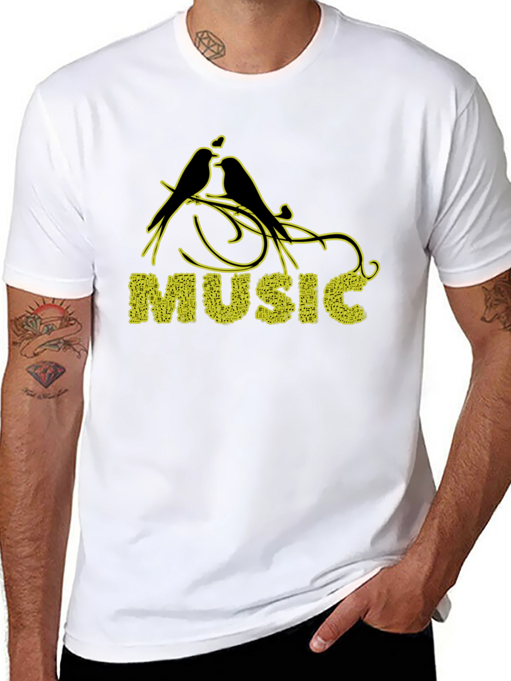 Music Birds Black T-Shirt