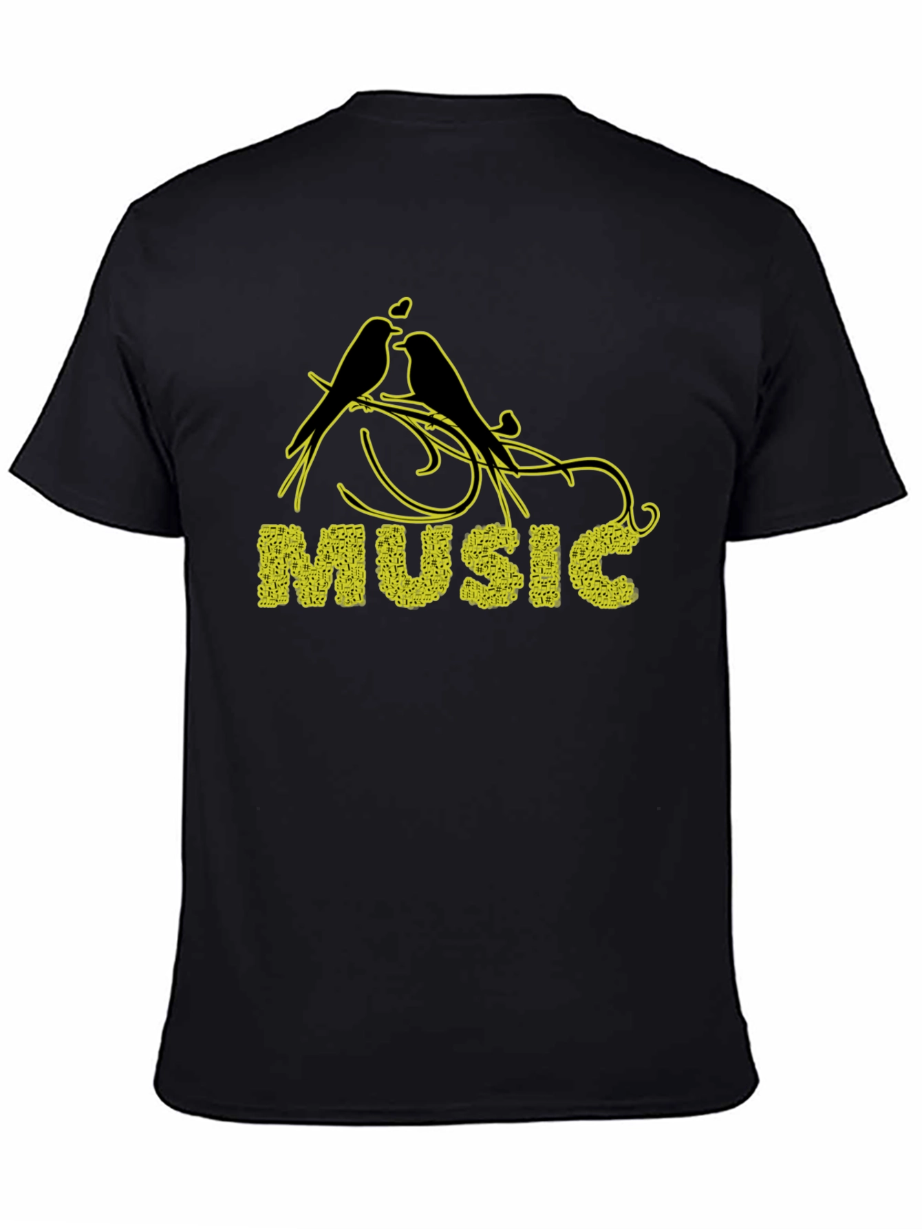 Music Birds Black T-Shirt