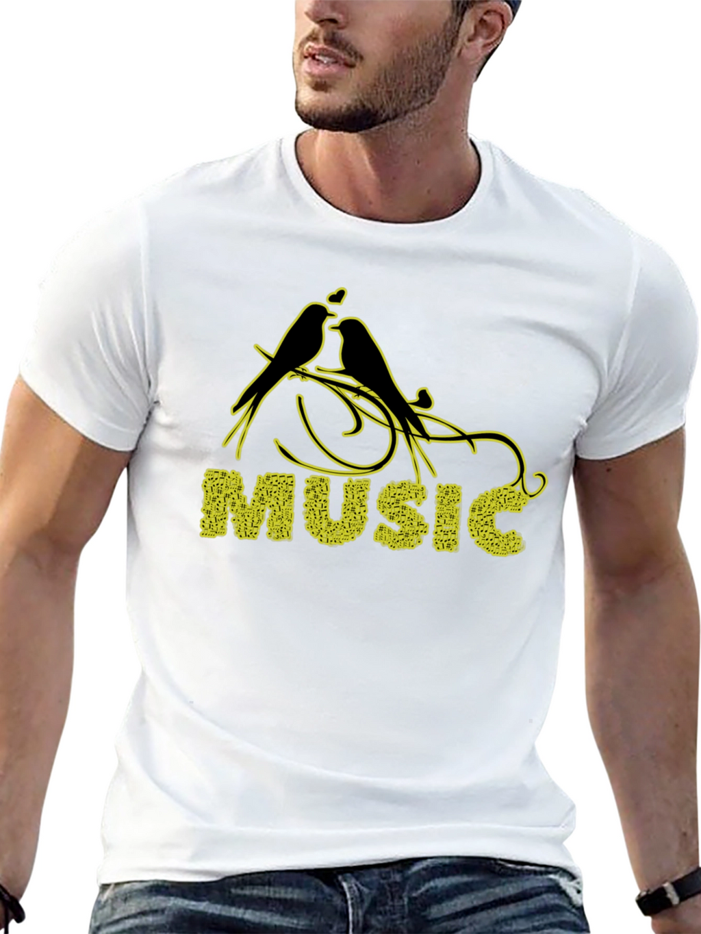 Music Birds Black T-Shirt