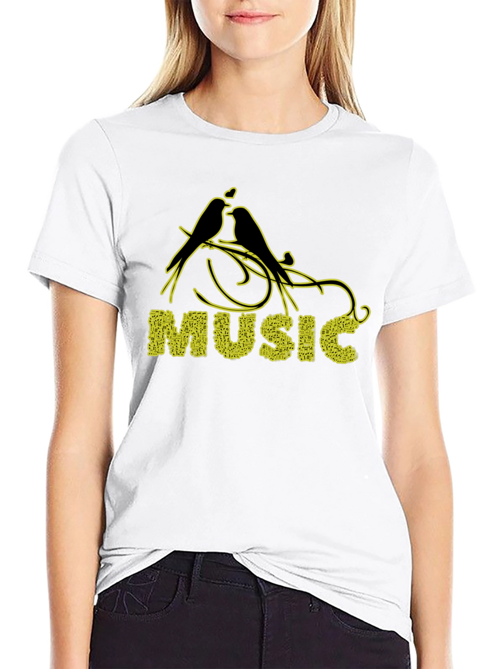 Music Birds Black T-Shirt