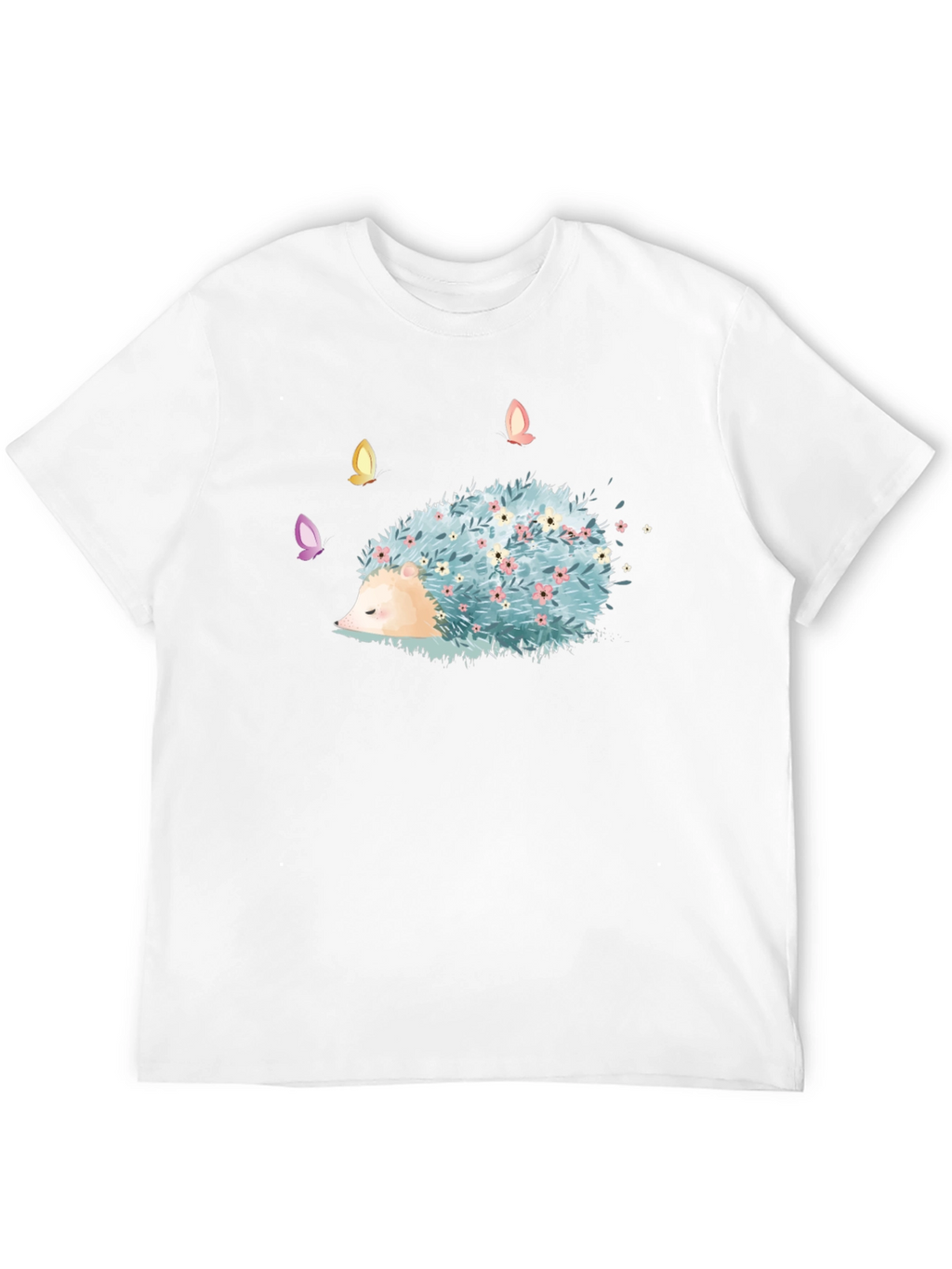 Whimsical Hedgehog T-Shirt - Floral Design