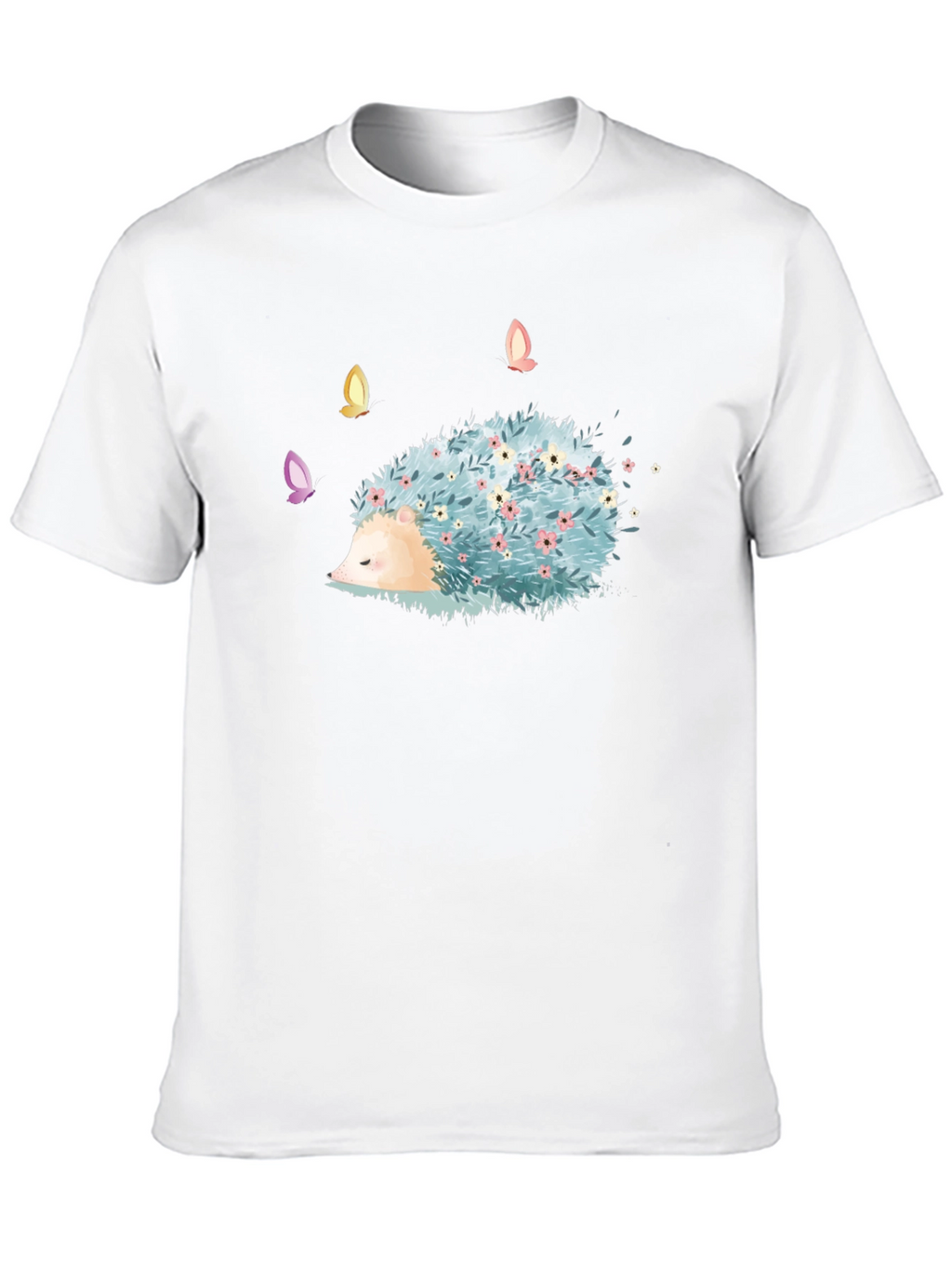 Whimsical Hedgehog T-Shirt - Floral Design