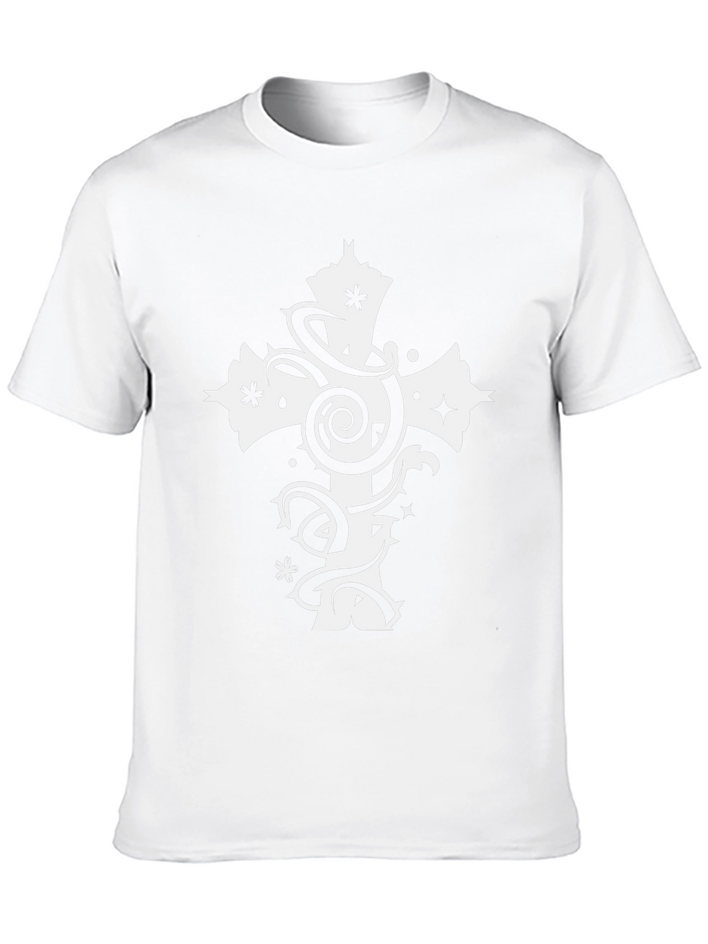 Black Tee with White Cross Graphic