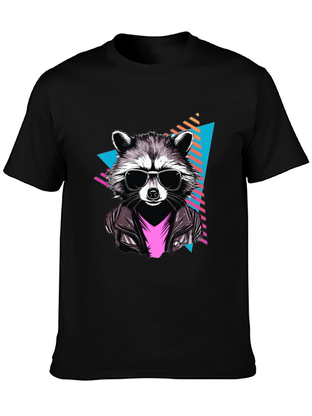 Cool Raccoon Graphic Tee - Black