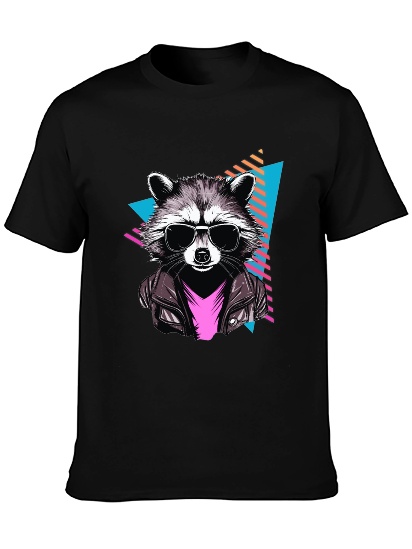 Cool Raccoon Graphic Tee - Black