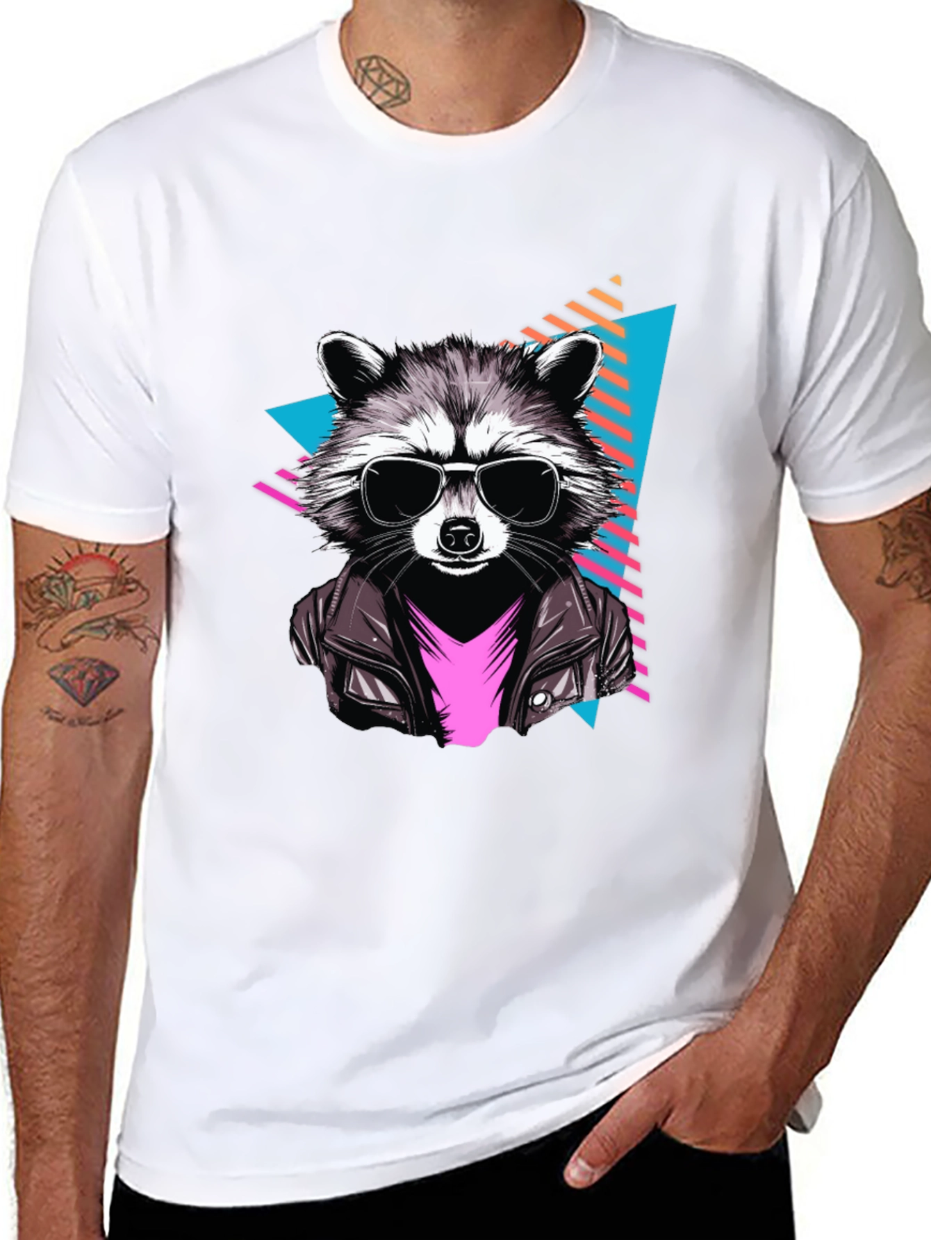 Cool Raccoon Graphic Tee - Black