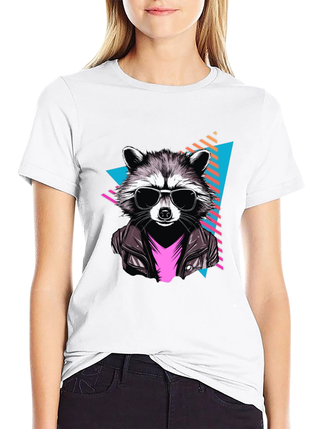 Cool Raccoon Graphic Tee - Black