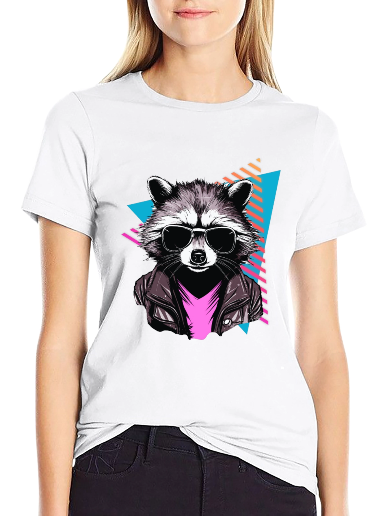 Cool Raccoon Graphic Tee - Black