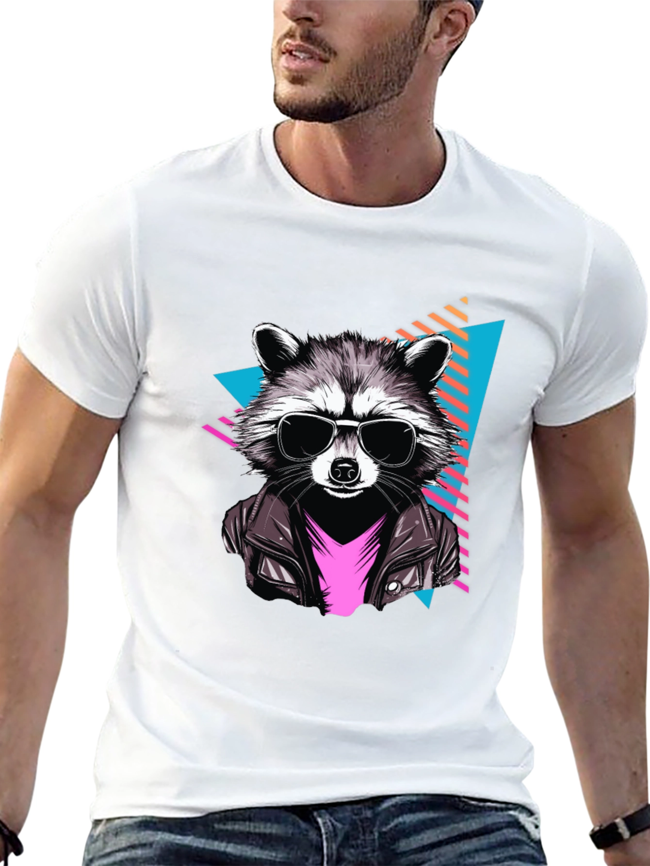 Cool Raccoon Graphic Tee - Black