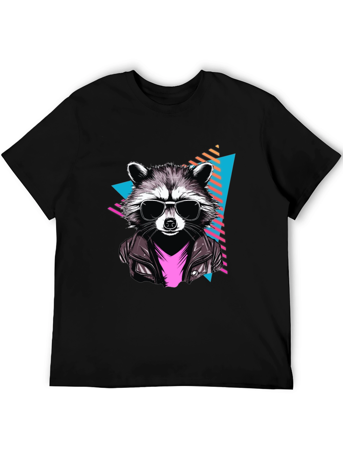 Cool Raccoon Graphic Tee - Black