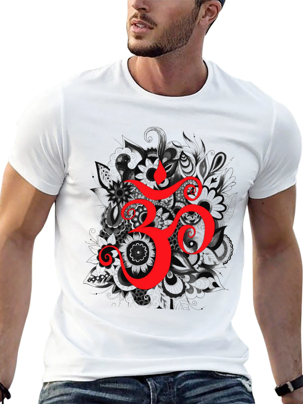 Om Symbol Graphic T-Shirt - Spiritual Design Black Tee