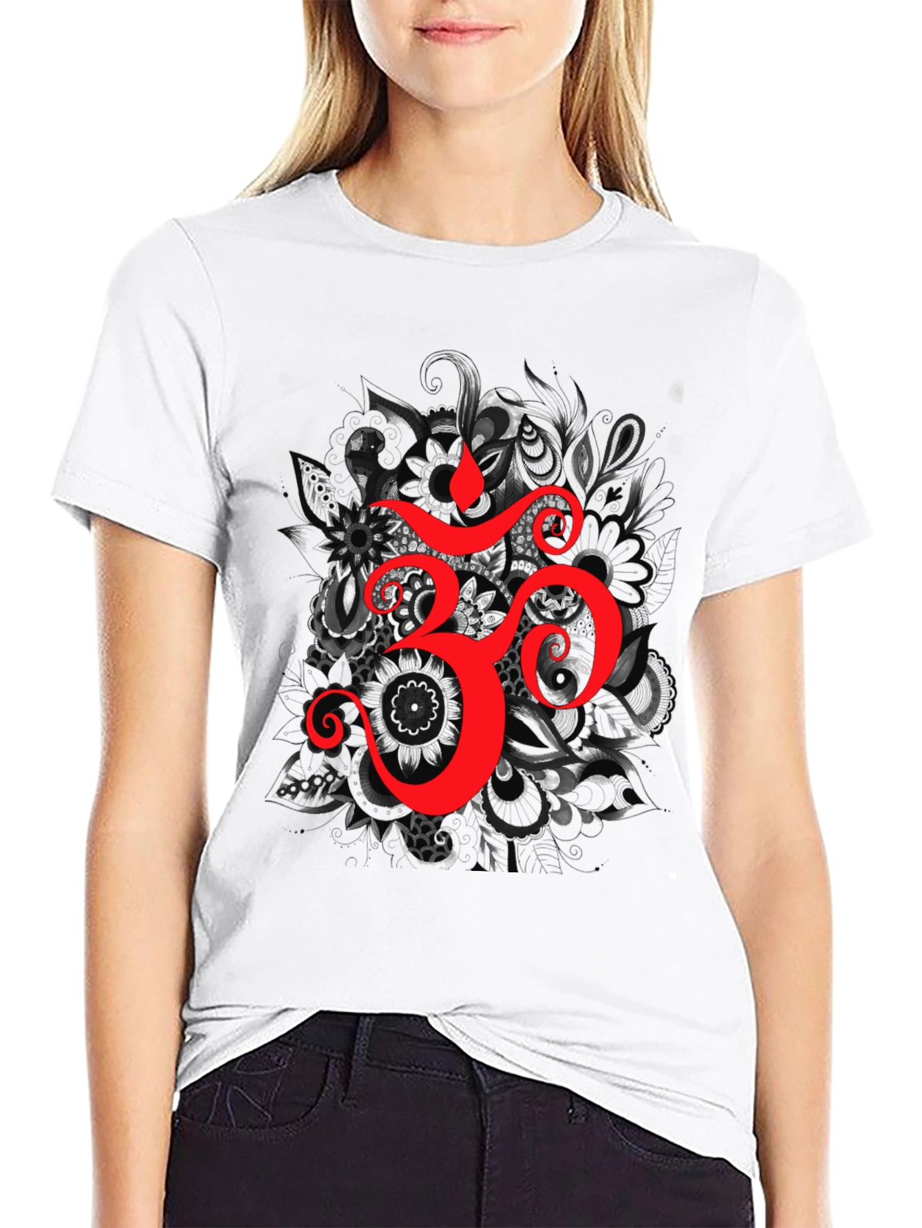 Om Symbol Graphic T-Shirt - Spiritual Design Black Tee