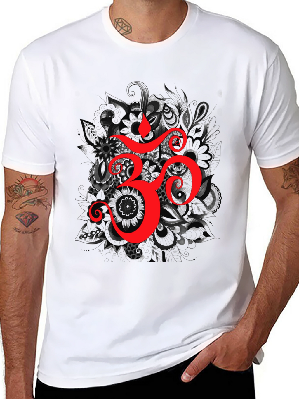 Om Symbol Graphic T-Shirt - Spiritual Design Black Tee
