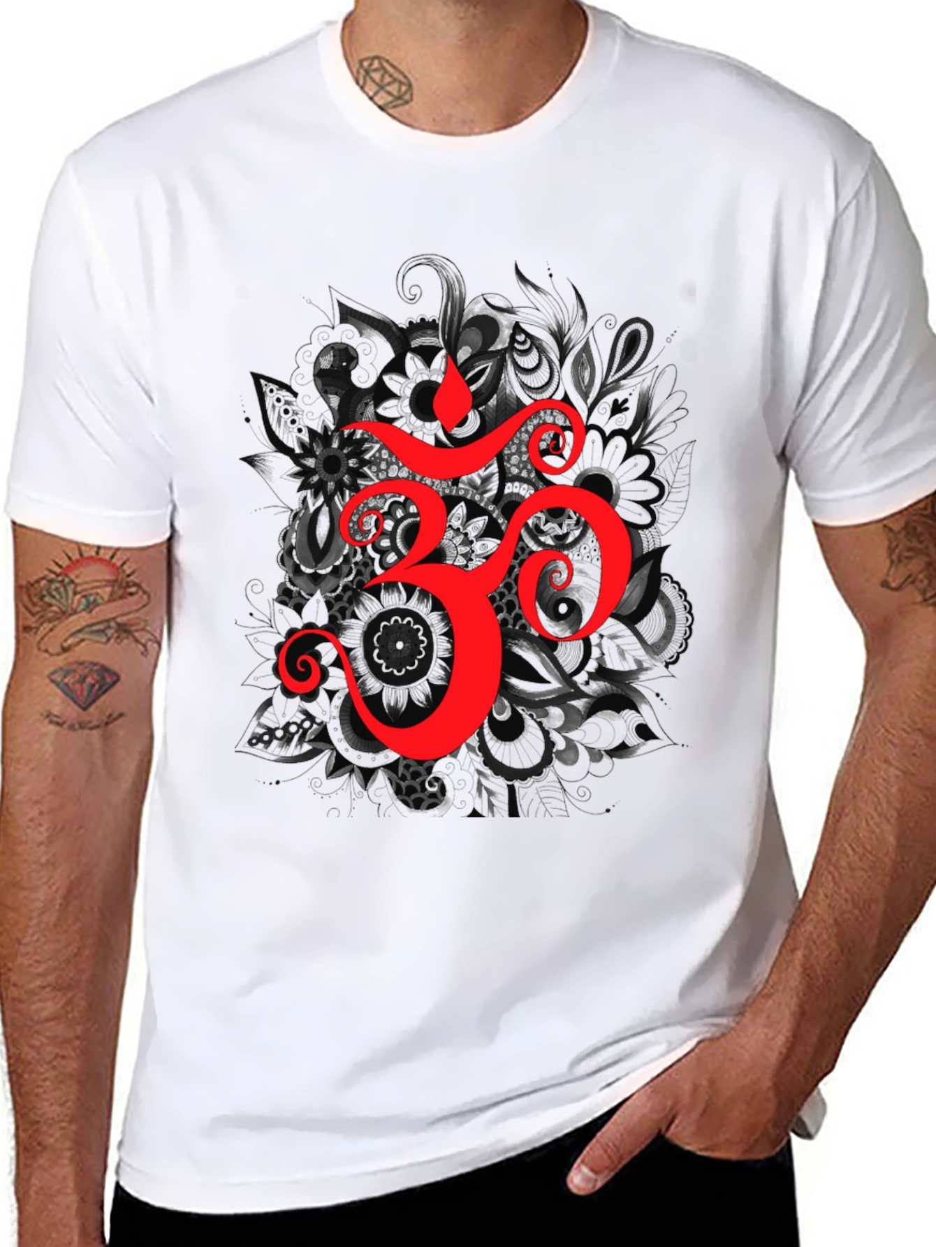 Om Symbol Graphic T-Shirt - Spiritual Design Black Tee