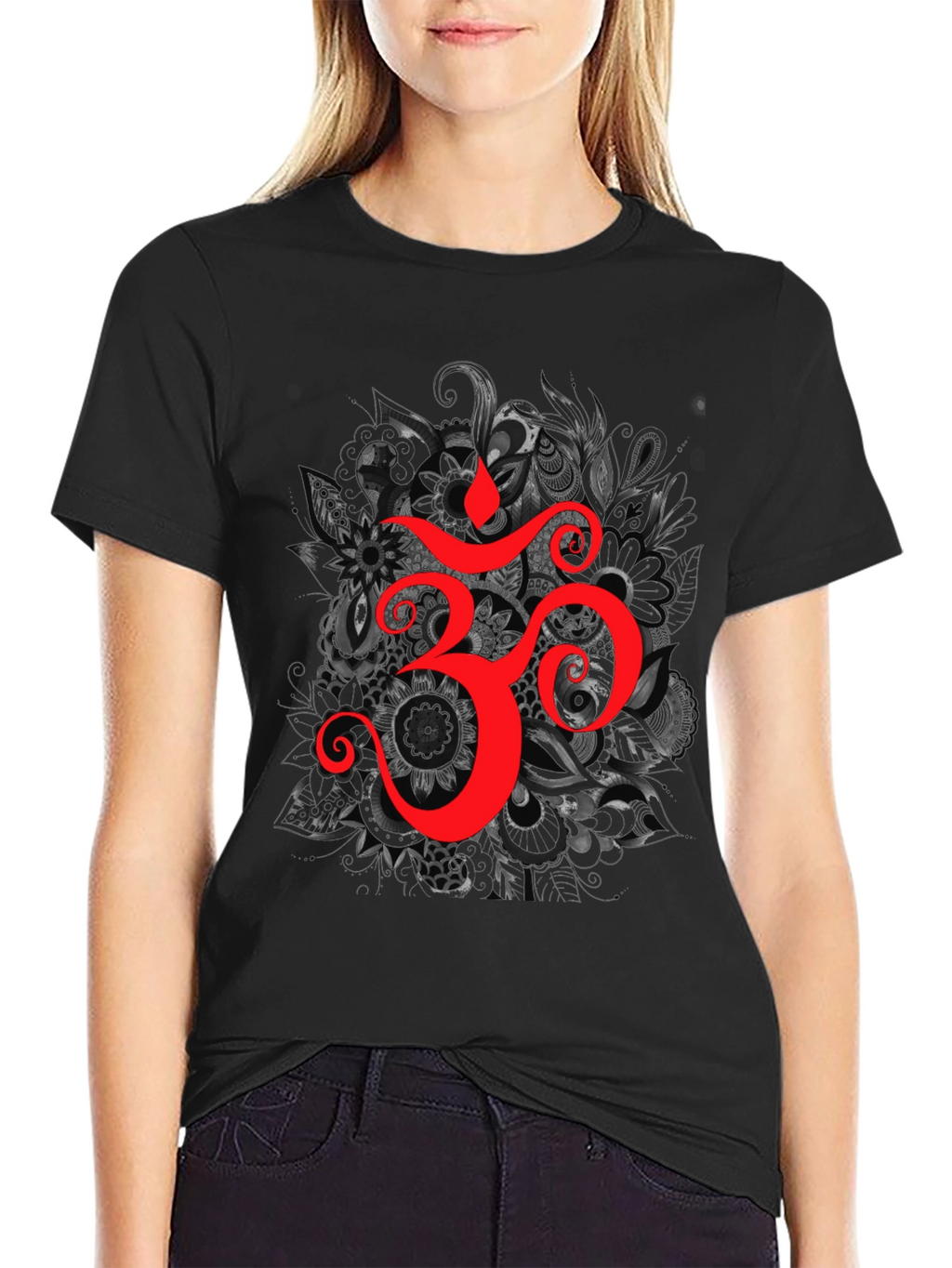 Om Symbol Graphic T-Shirt - Spiritual Design Black Tee