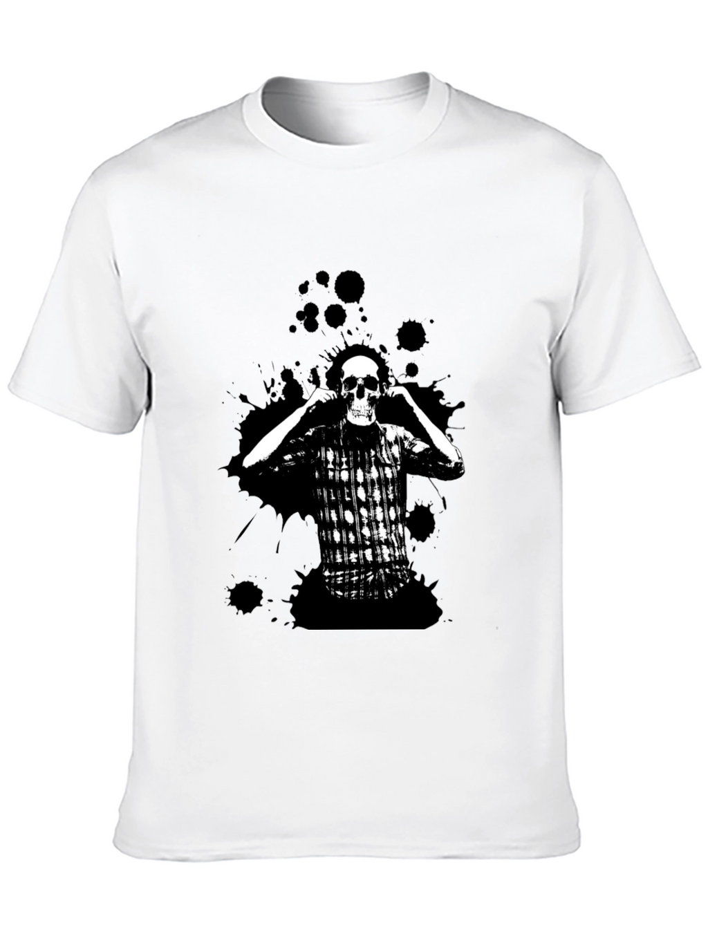 Skull & Plaid Graphic Black Tee