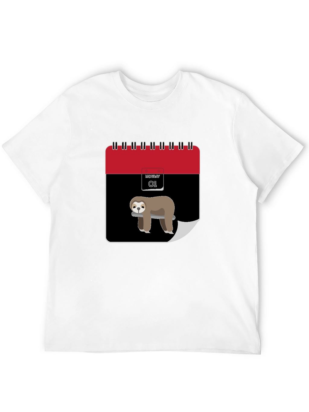 Funny Sloth Monday Calendar Graphic Tee - Black