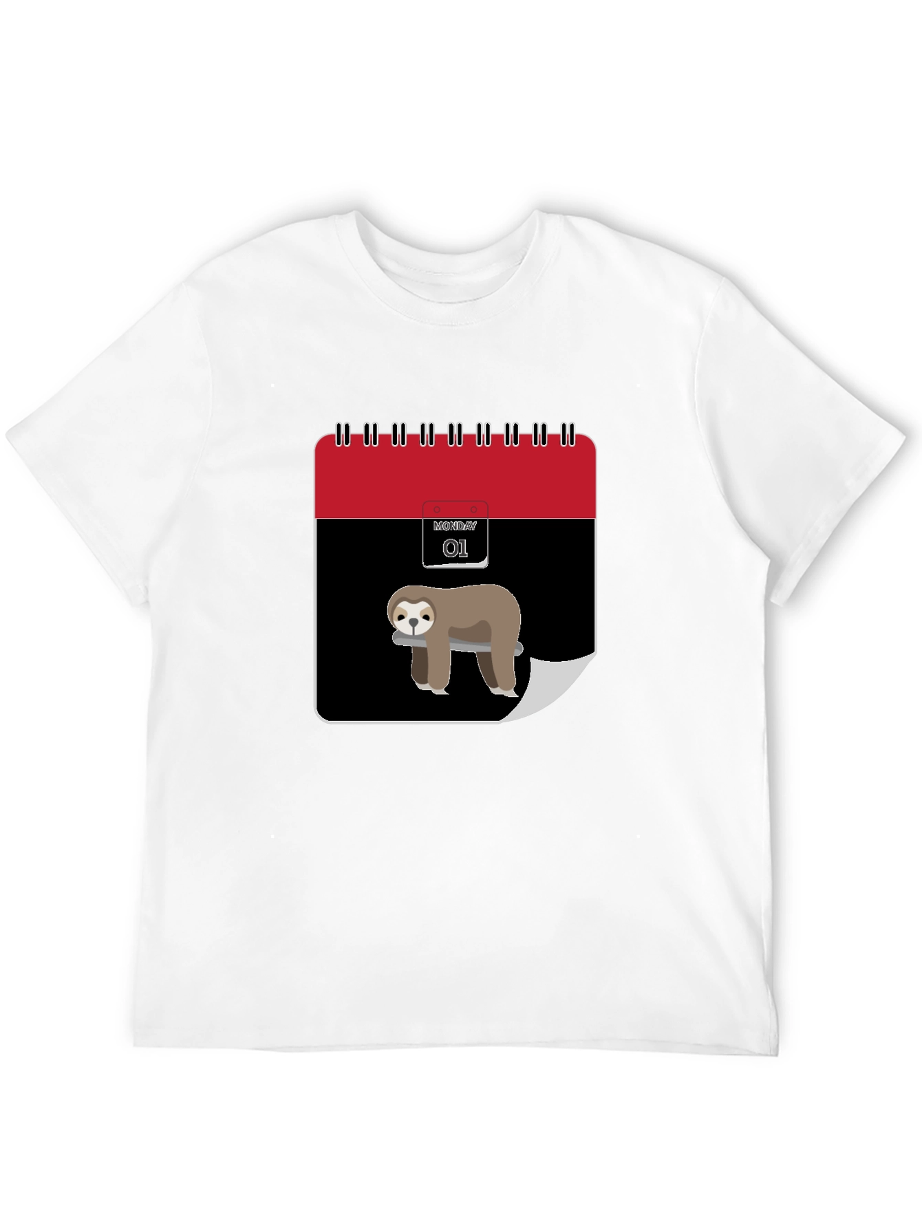 Funny Sloth Monday Calendar Graphic Tee - Black
