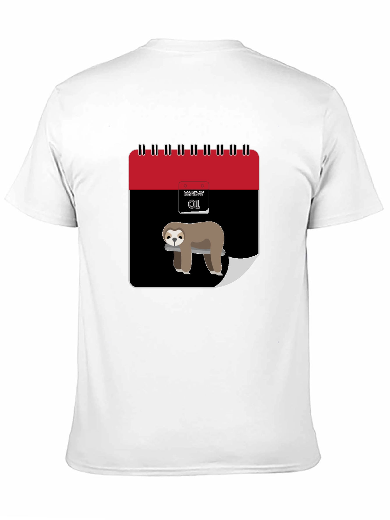 Funny Sloth Monday Calendar Graphic Tee - Black