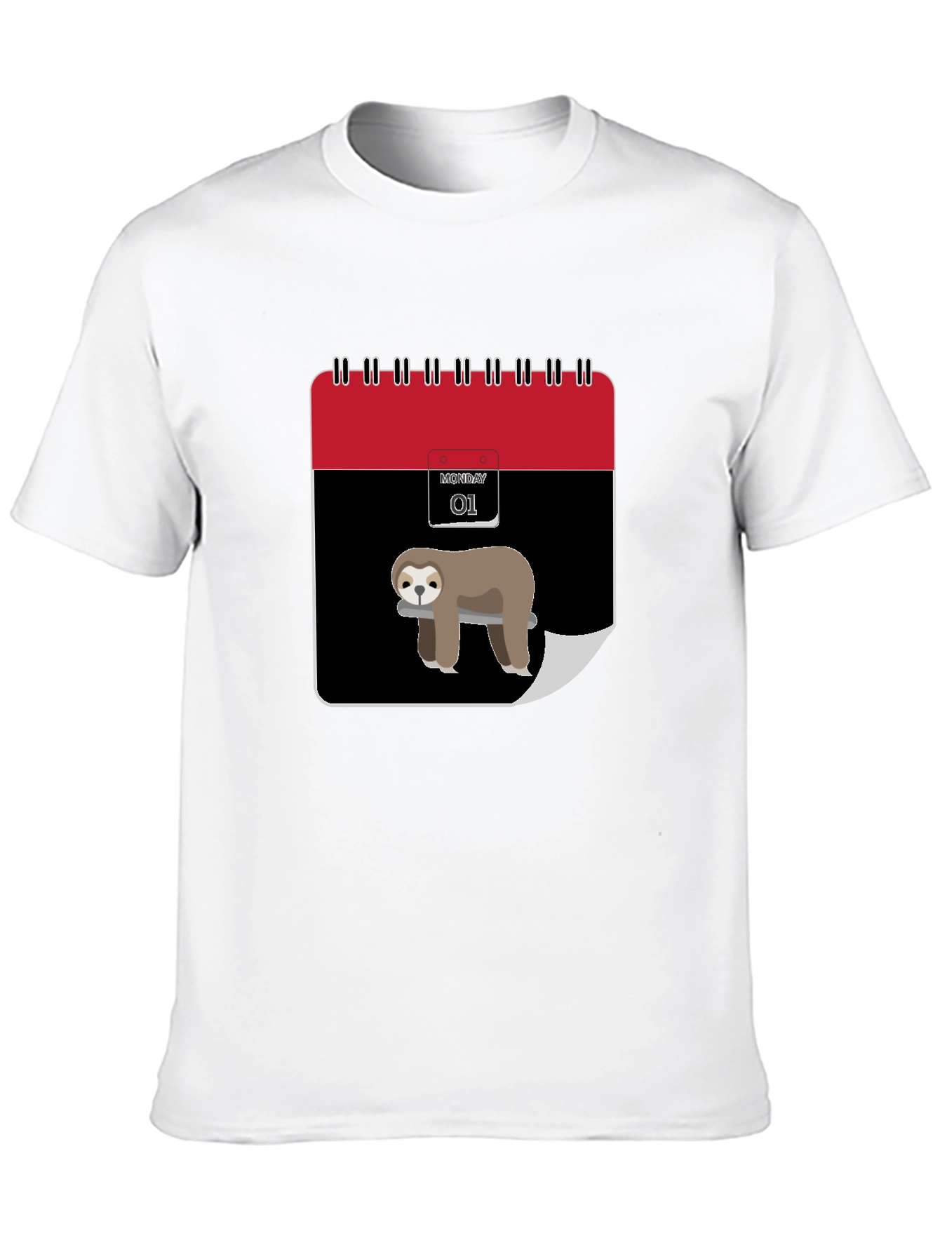 Funny Sloth Monday Calendar Graphic Tee - Black