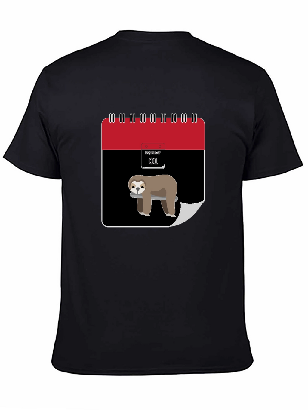 Funny Sloth Monday Calendar Graphic Tee - Black