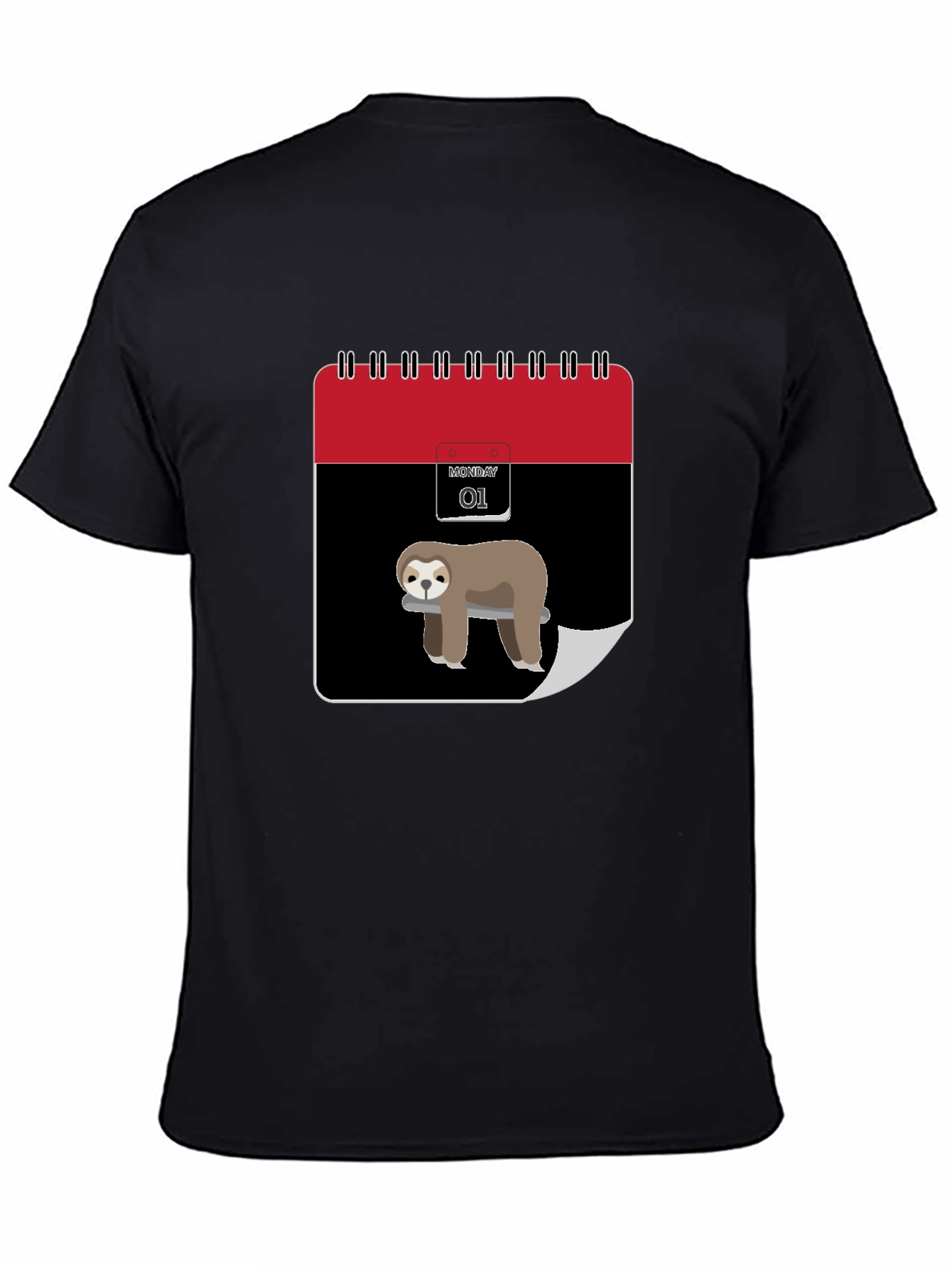 Funny Sloth Monday Calendar Graphic Tee - Black