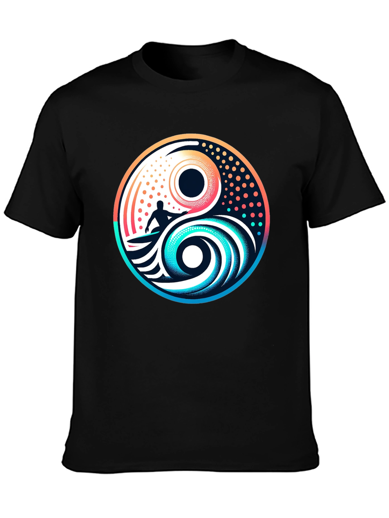 Yin Yang Surfer Graphic Tee - Stylish Black T-Shirt