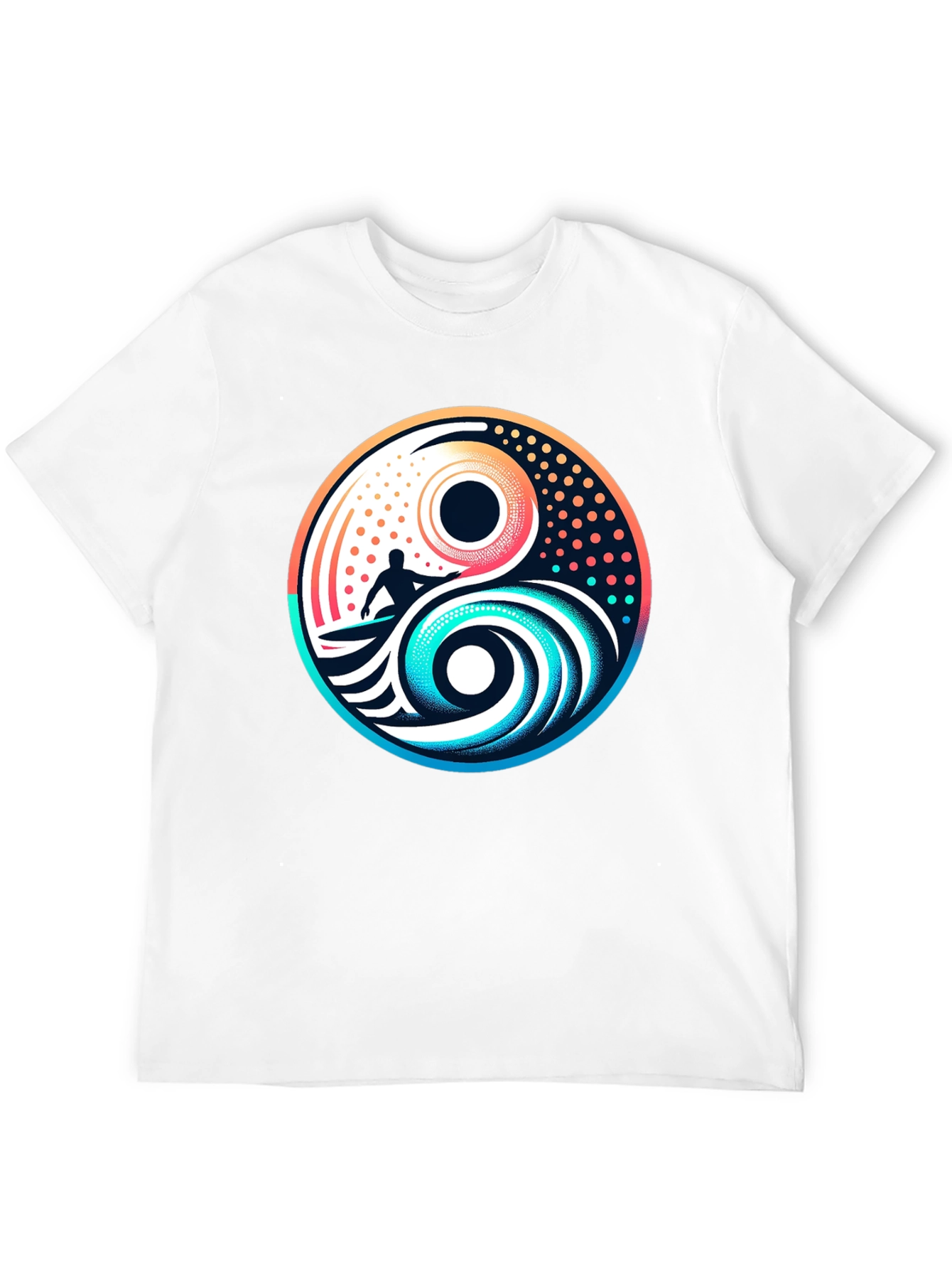 Yin Yang Surfer Graphic Tee - Stylish Black T-Shirt
