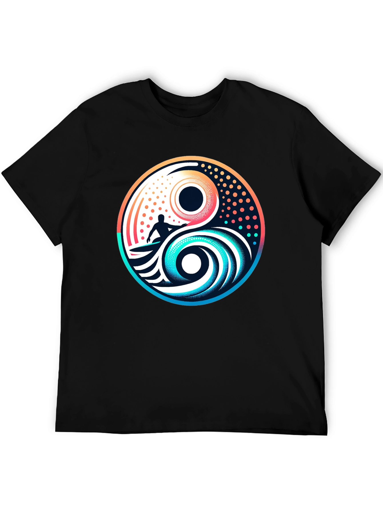 Yin Yang Surfer Graphic Tee - Stylish Black T-Shirt