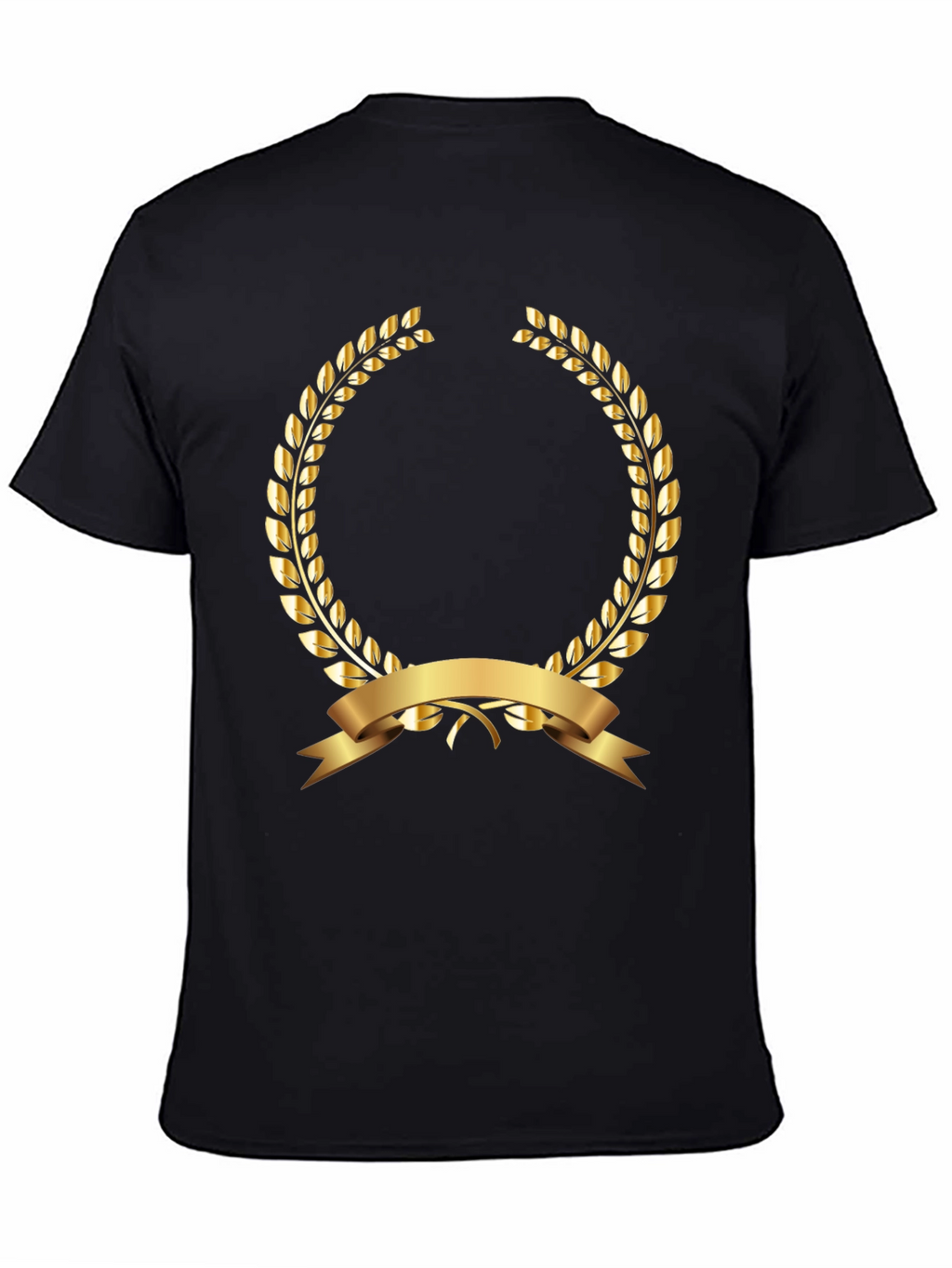 Elegant Black T-Shirt with Gold Laurel Wreath Design