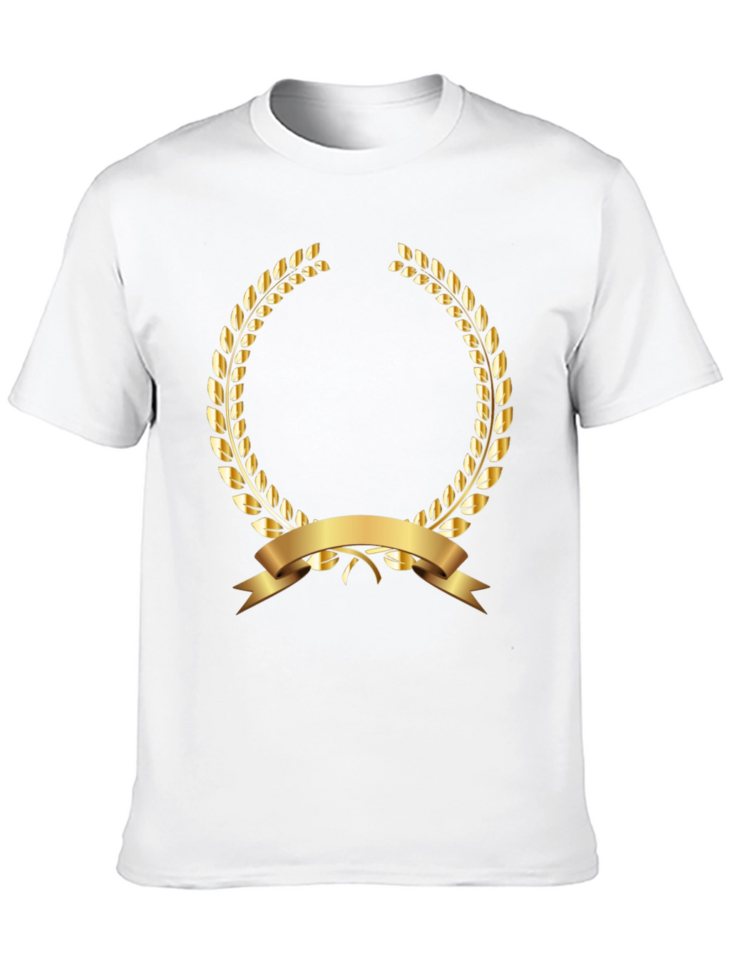 Elegant Black T-Shirt with Gold Laurel Wreath Design