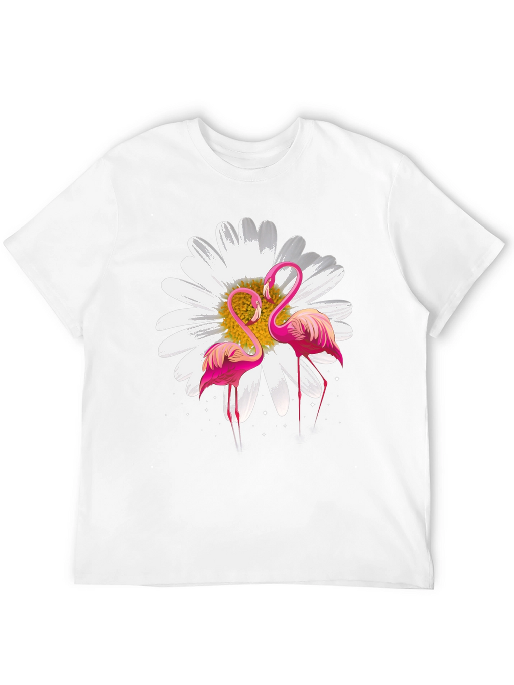 Flamingo & Daisy Graphic Black T-Shirt