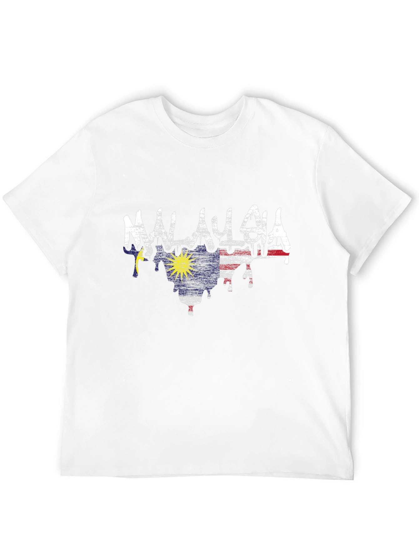 Malaysia Flag Drip Style T-Shirt - Black