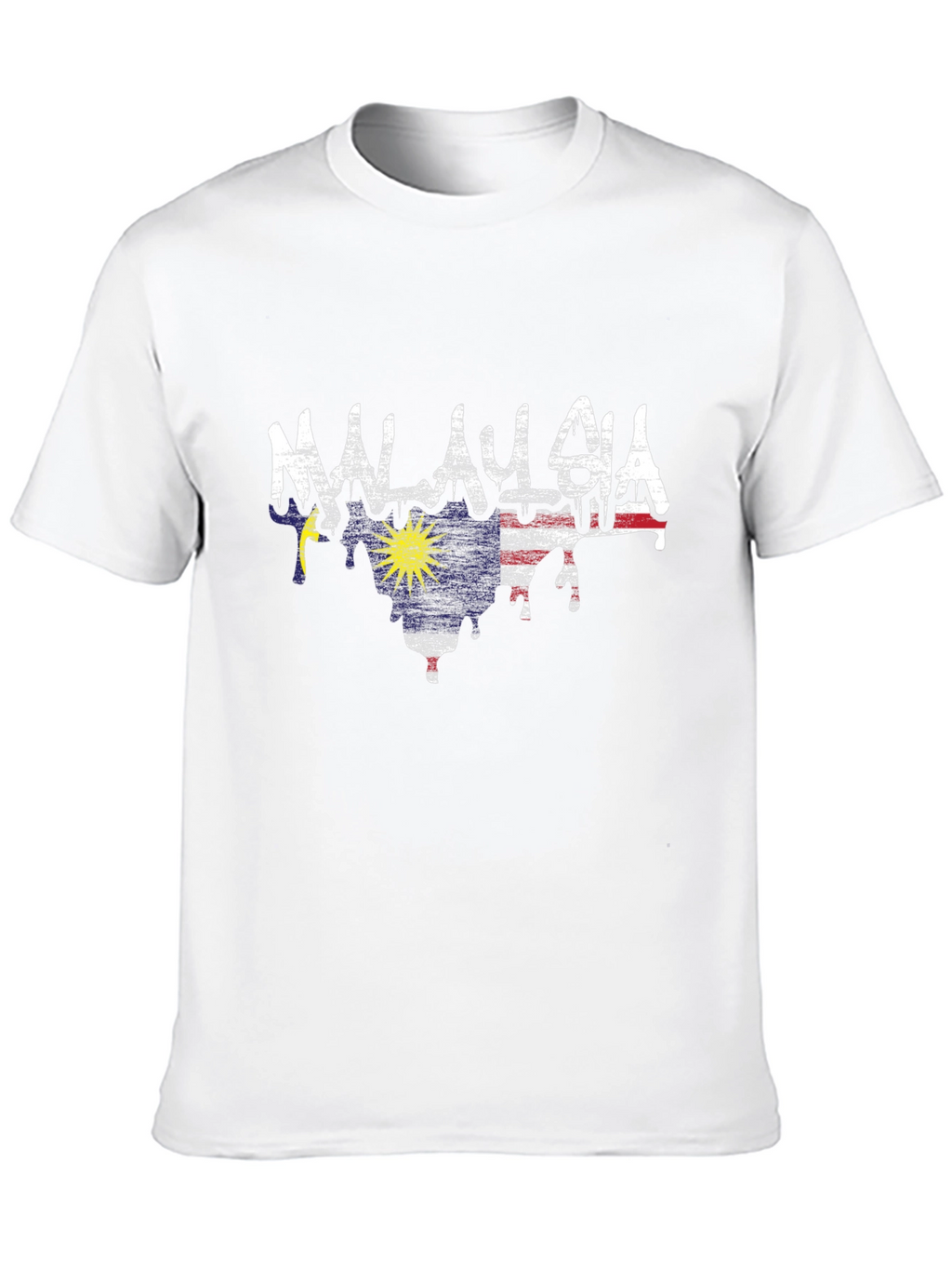 Malaysia Flag Drip Style T-Shirt - Black