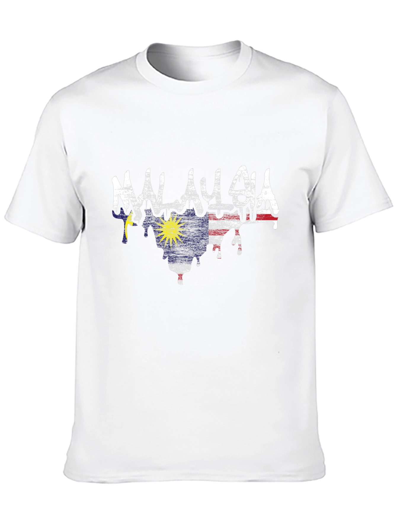 Malaysia Flag Drip Style T-Shirt - Black