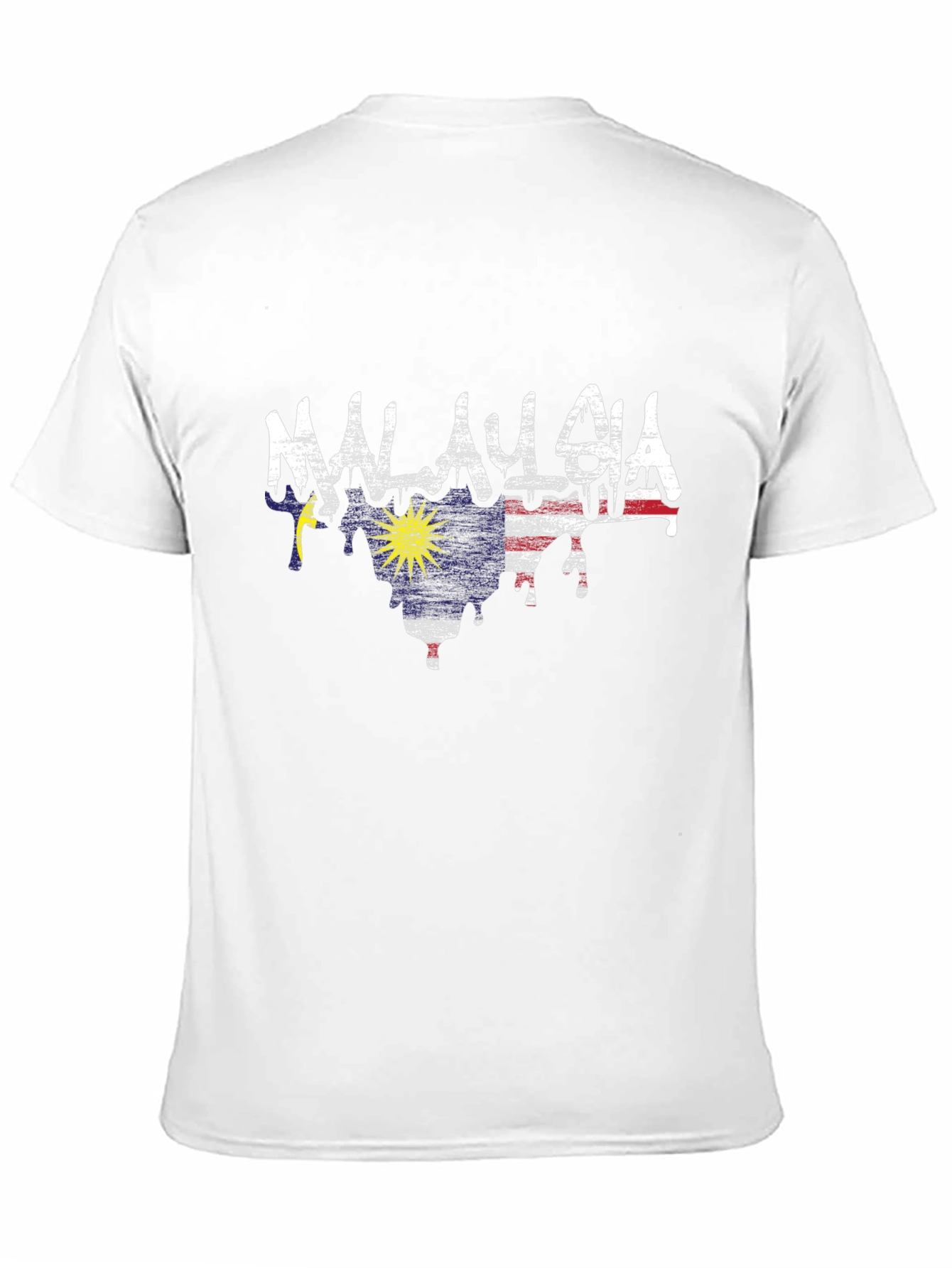 Malaysia Flag Drip Style T-Shirt - Black