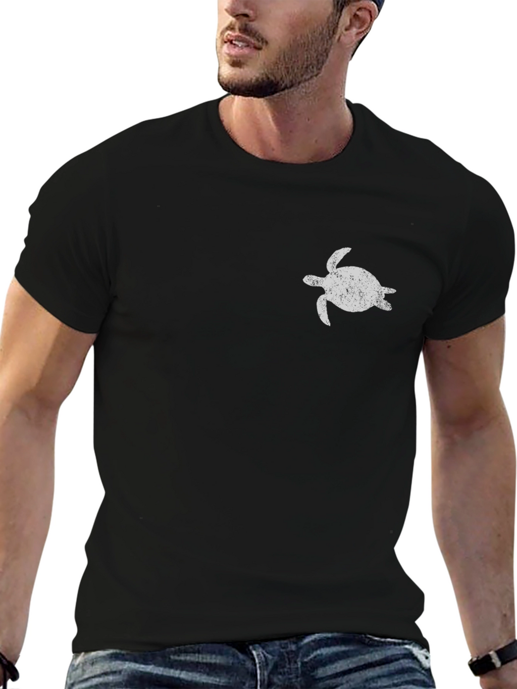 Mens Black Turtle Graphic T-Shirt