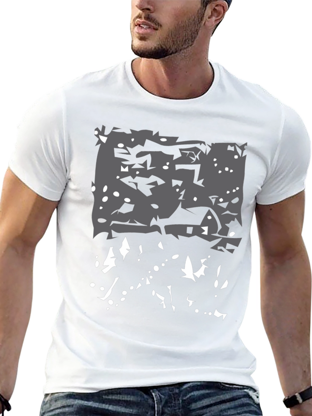 Abstract Winter Scene Black T-Shirt