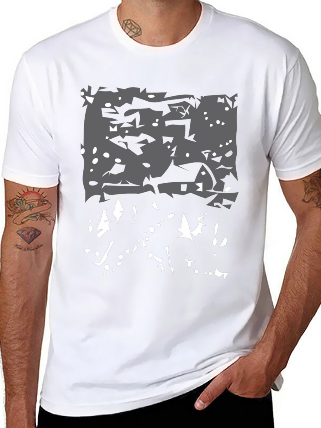 Abstract Winter Scene Black T-Shirt
