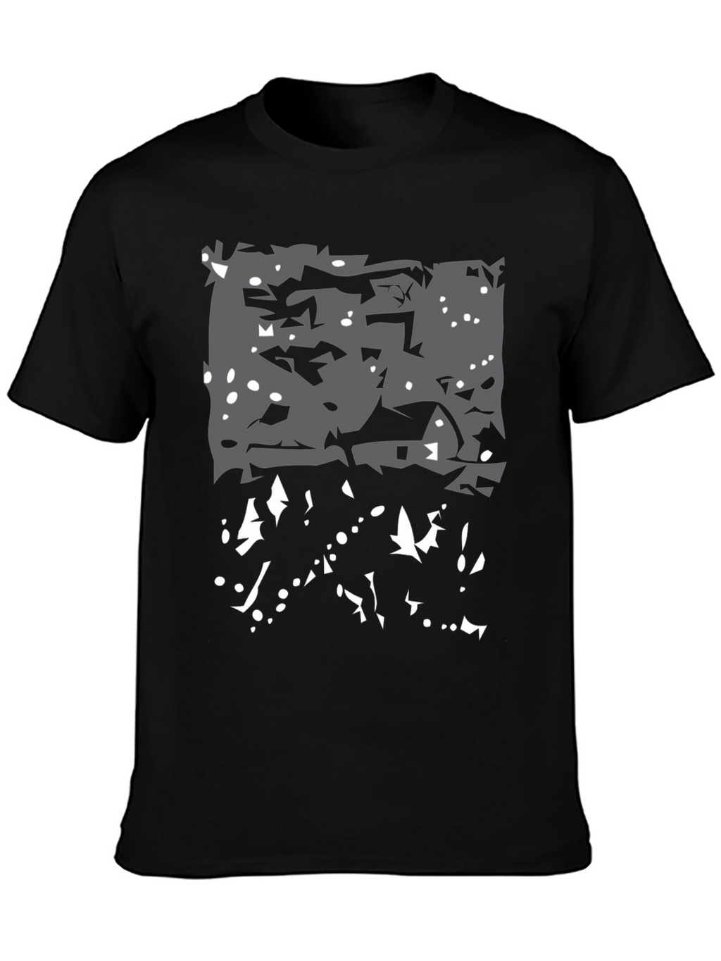Abstract Winter Scene Black T-Shirt