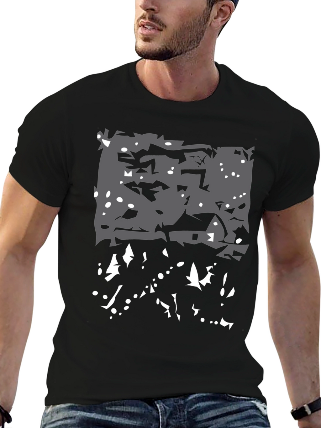 Abstract Winter Scene Black T-Shirt